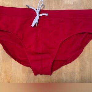 Red Swim Briefs with White Tie
